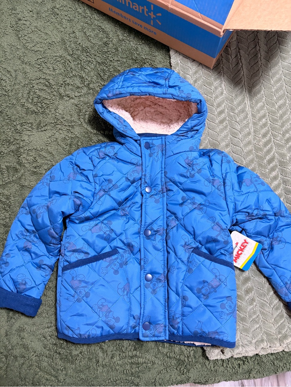 Disney Blue Quilted Puffer Jacket with Hood